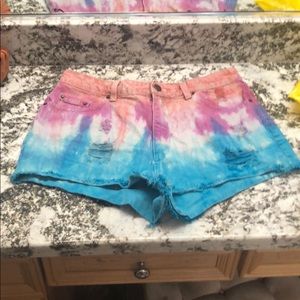 high waisted tie dye shorts